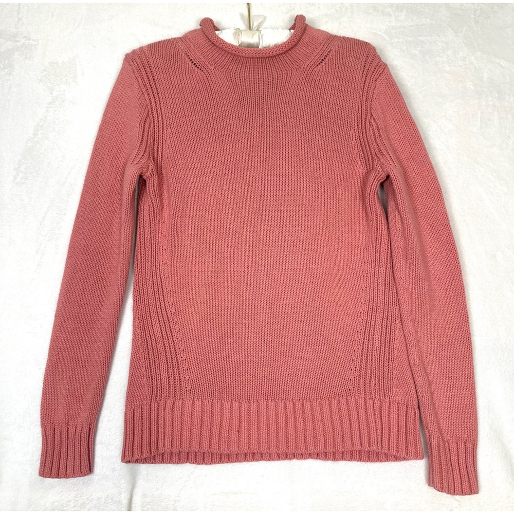 J Crew Rollneck Sweater Womens S Pink Cotton 1988 Heritage Reissue Preppy Chunky